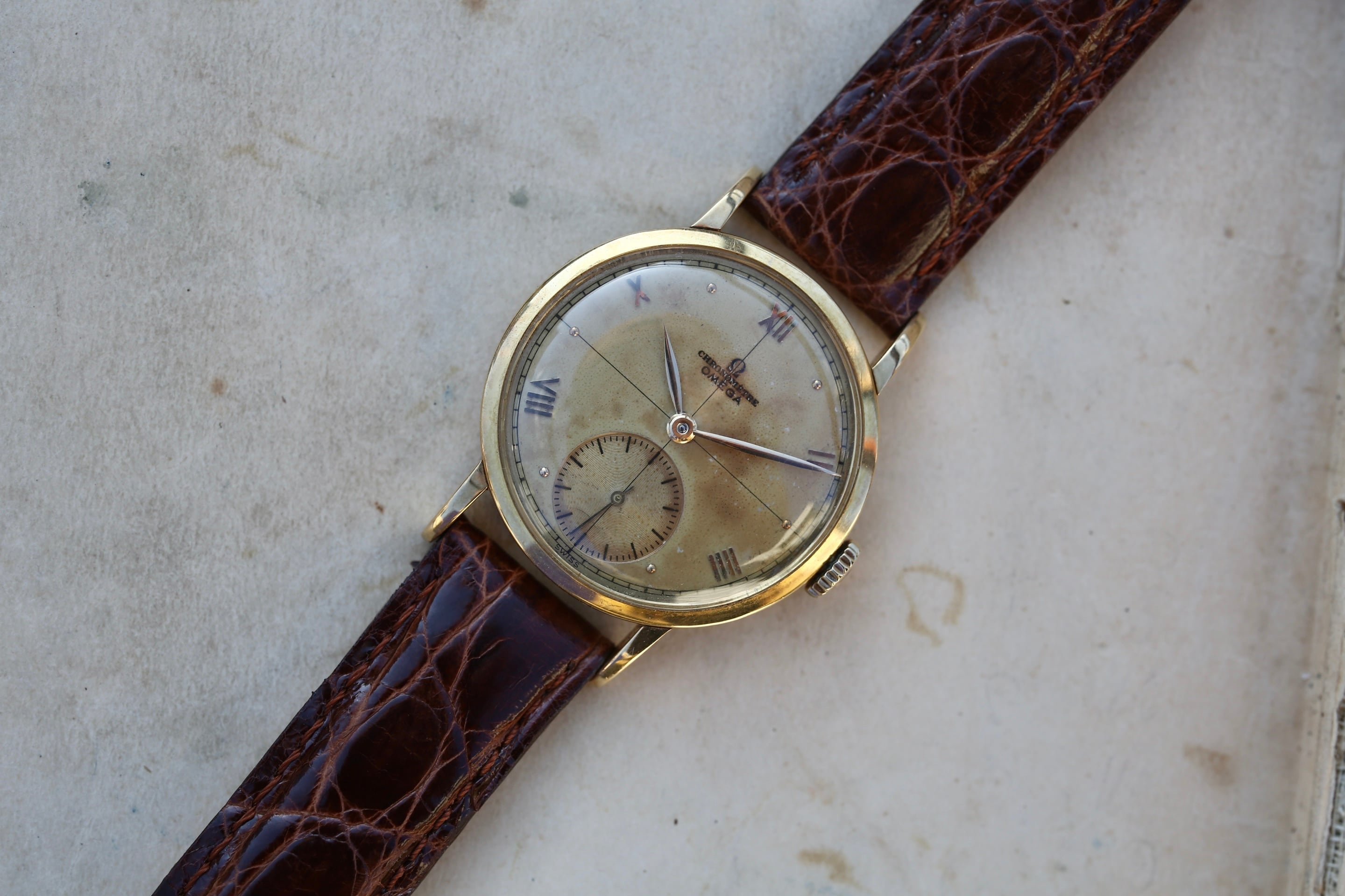 OMEGA】 1949年製 オメガ クロノメーターエイジングダイヤル 偶数飛び