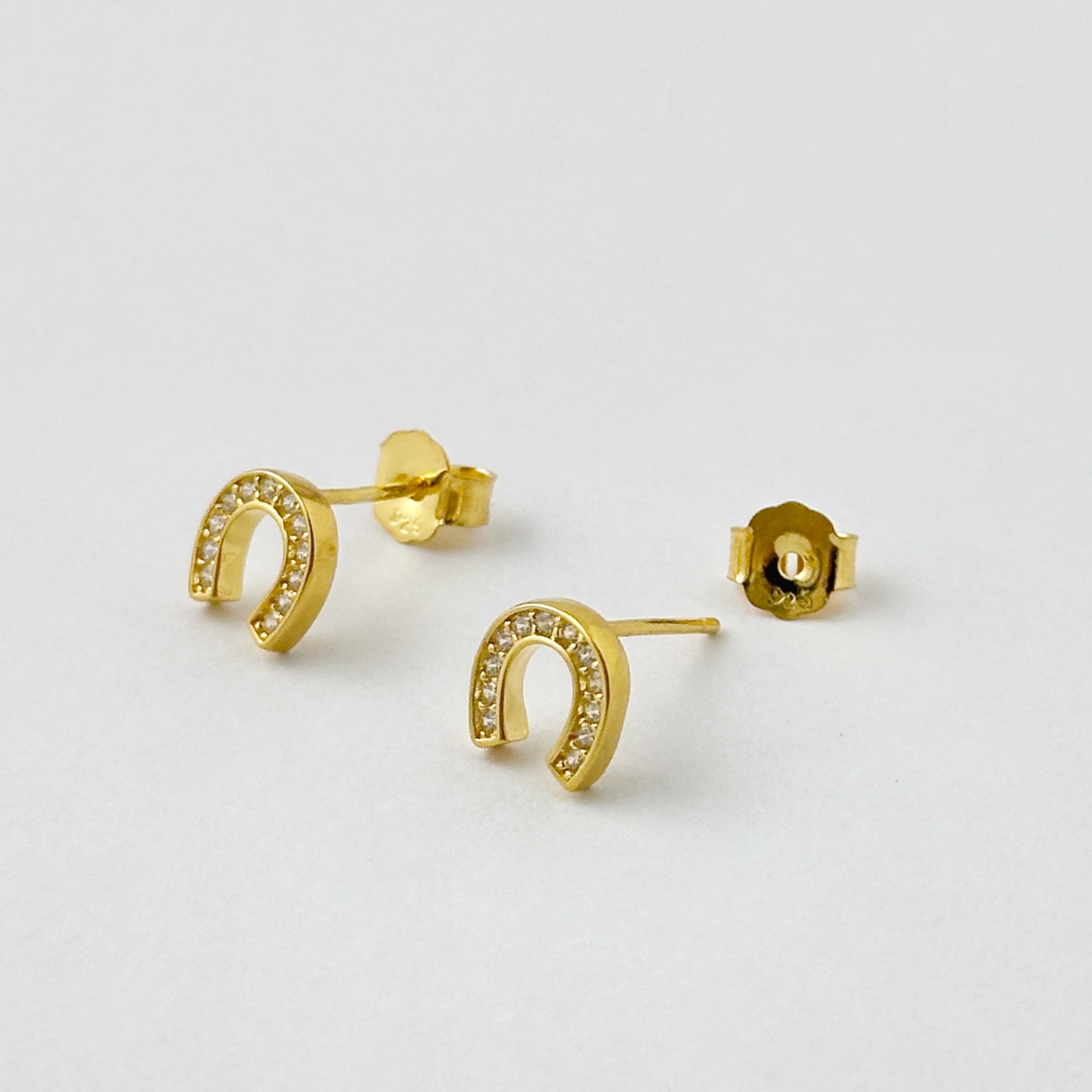 Goldold Coating 馬蹄 スタッド ジルコニア ピアス 馬 小さめピアス