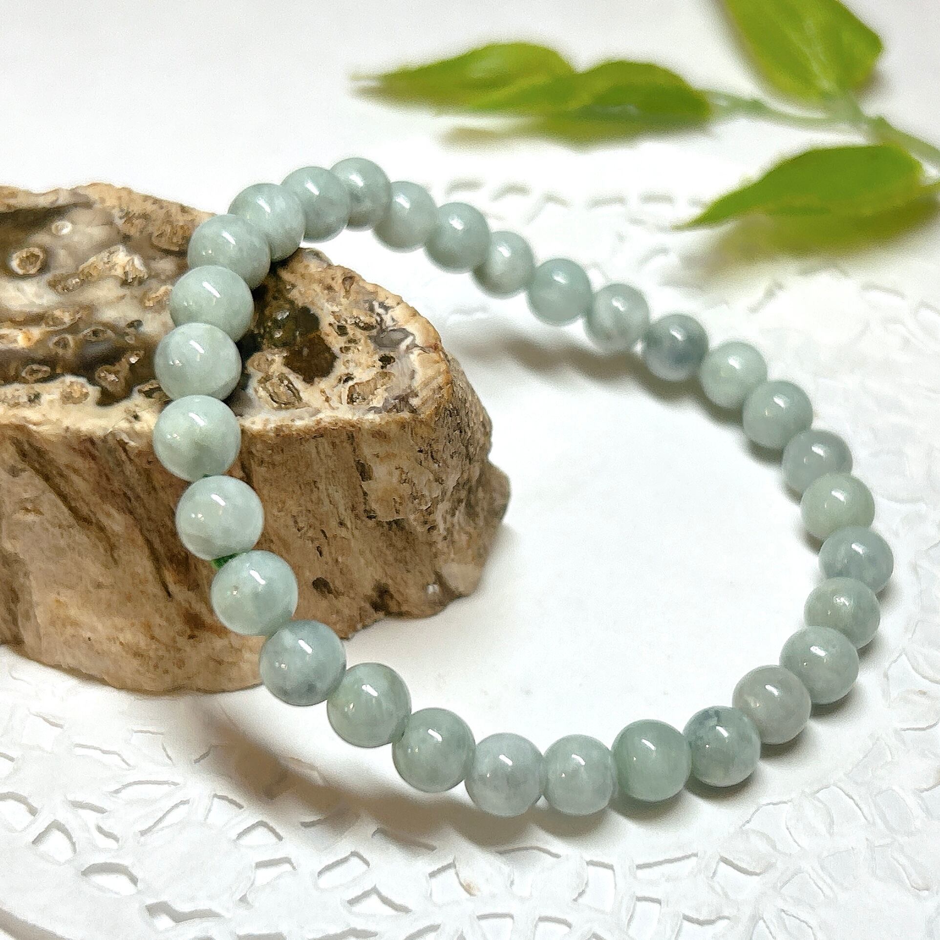 西藏玉髄二眼天珠とフローライト，ミャンマー翡翠のブレスレット