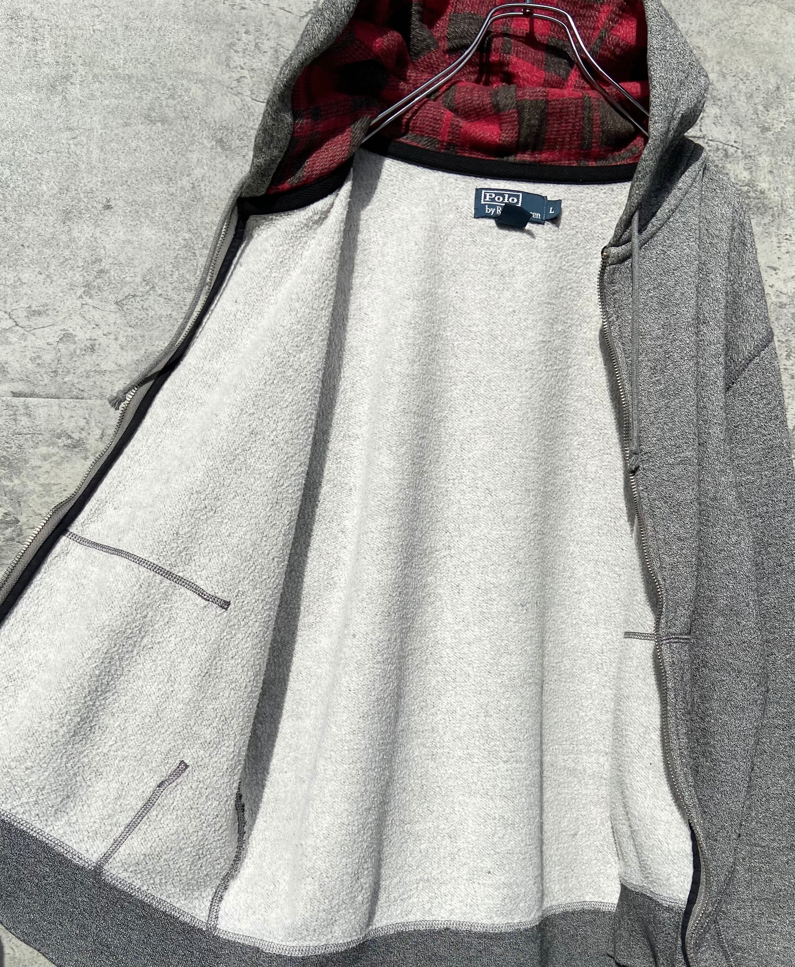 RALPH LAUREN ポロ ラルフローレン 赤刺繍 ロゴ パーカー 裏地チェック