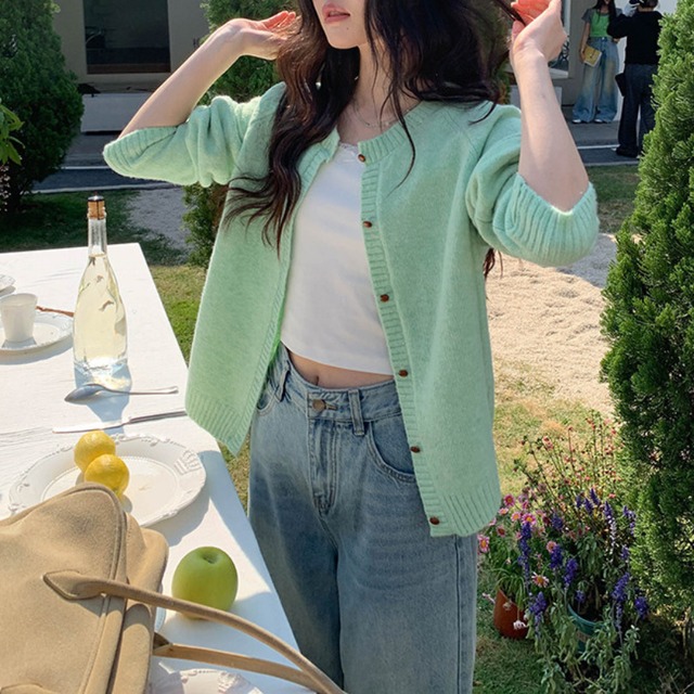 button-front knit cardigan　J00481