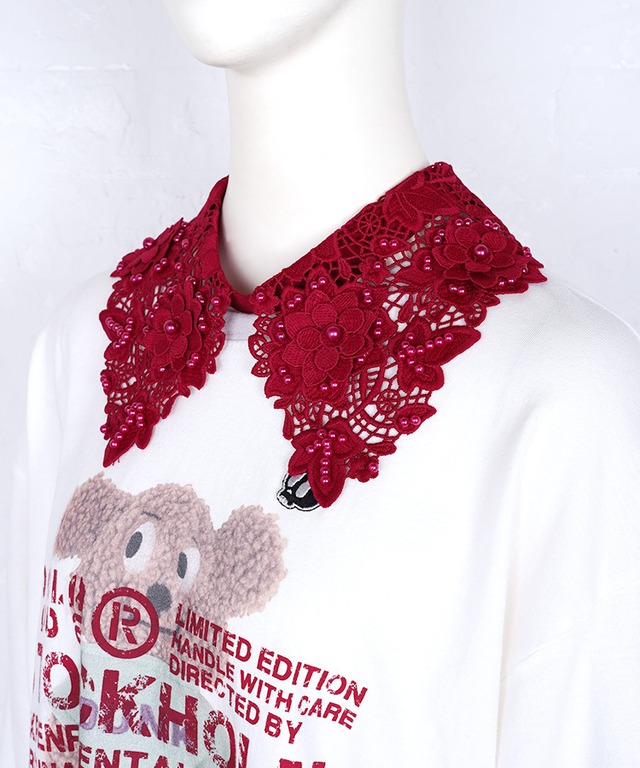 【直営限定ITEM】パール×フラワーレースフェイクカラー (RED)　CQ-48506H