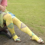 紬POP｜タイツ｜龍郷柄風イエロー｜adP00001