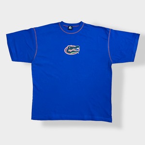 【STARTER】カレッジ フロリダ大学 ケーターズ Gators ビッグサイズ Tシャツ ワンポイントロゴ バックプリント University of Florida 半袖 ブルー US古着