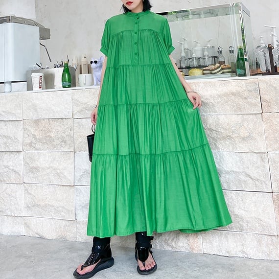 Collarless Frill One Piece 3Colors M-2120