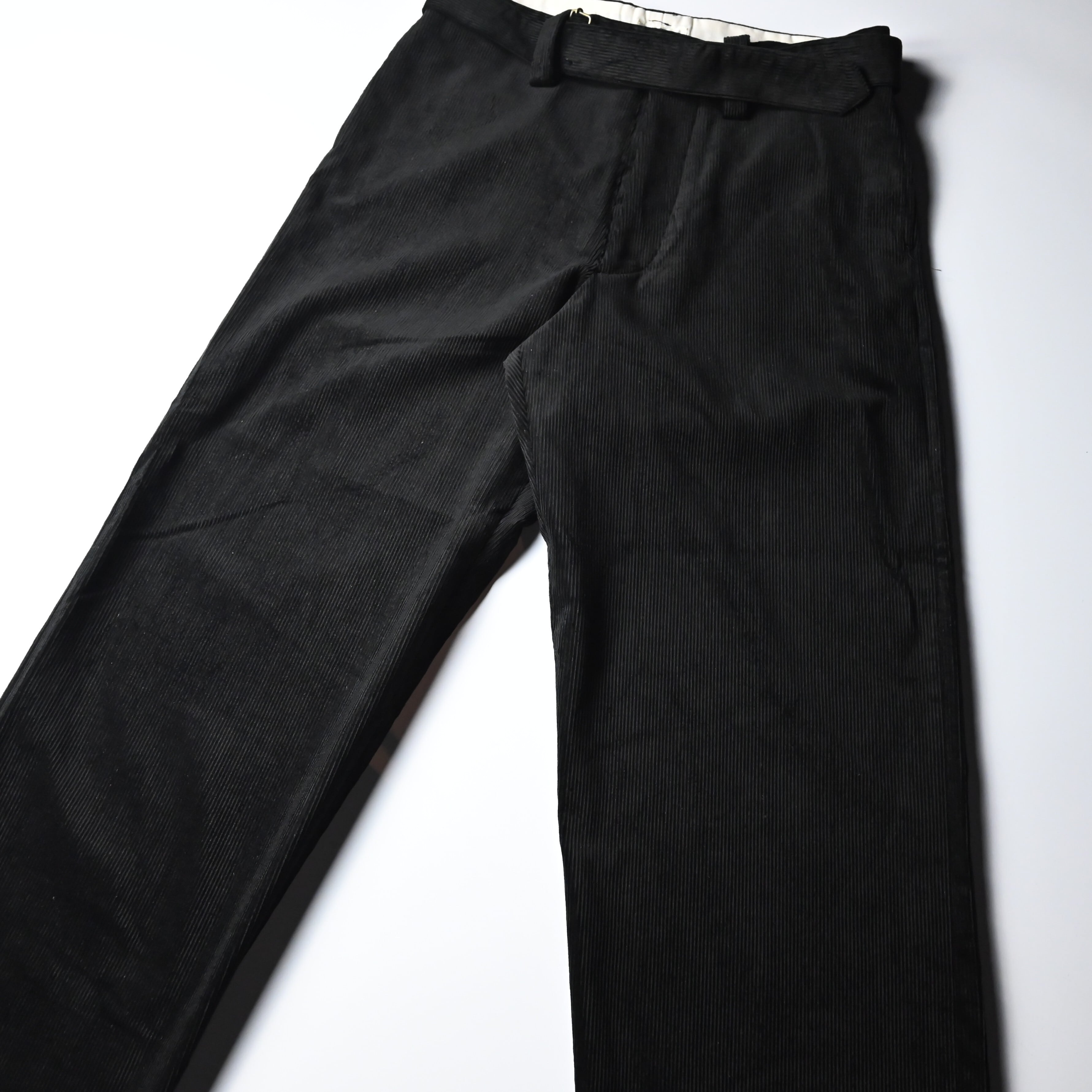 INTERIM / 9W LINEN COTTON CORDUROY BELTED MIL BAGGY TROUSER | GANKO