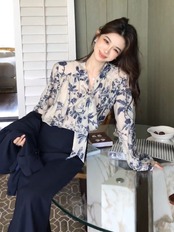 大人花柄リボンブラウス_157393