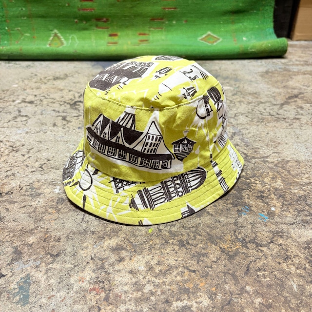 10s エストニア製 Marimekko マリメッコ KRUNIKKA クルニッカ 総柄 バケットハット HELSINKI ヘルシンキ 北欧 ヴィンテージ ビンテージ ヨーロッパ古着 レディース