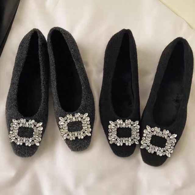 きらきらビジューフェルトパンプス　N00485