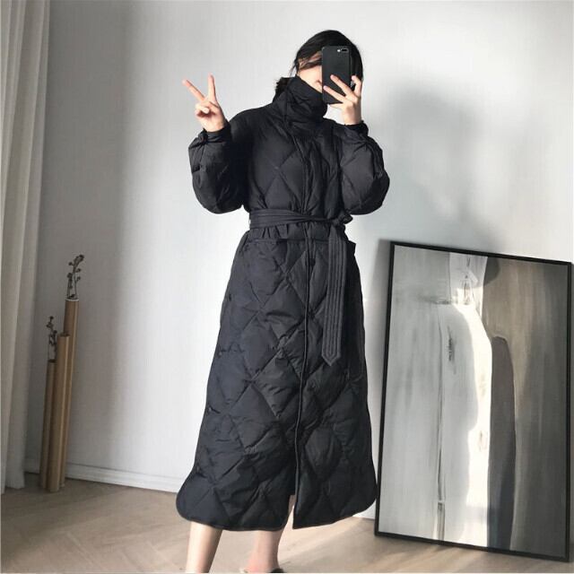 全2色 レディース アウター キルティングダウンジャケット ベルト
