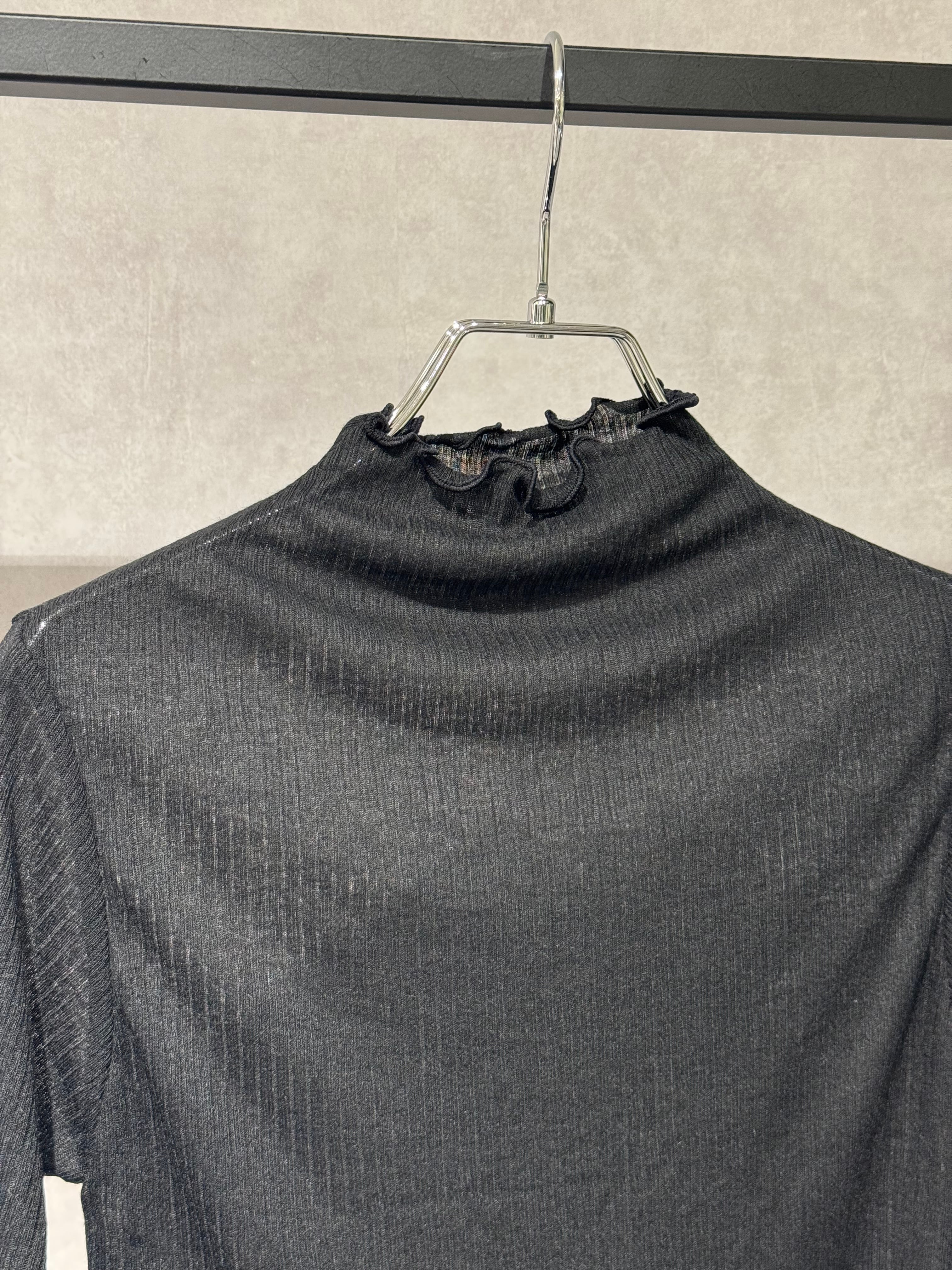 rib mellow sheer high neck