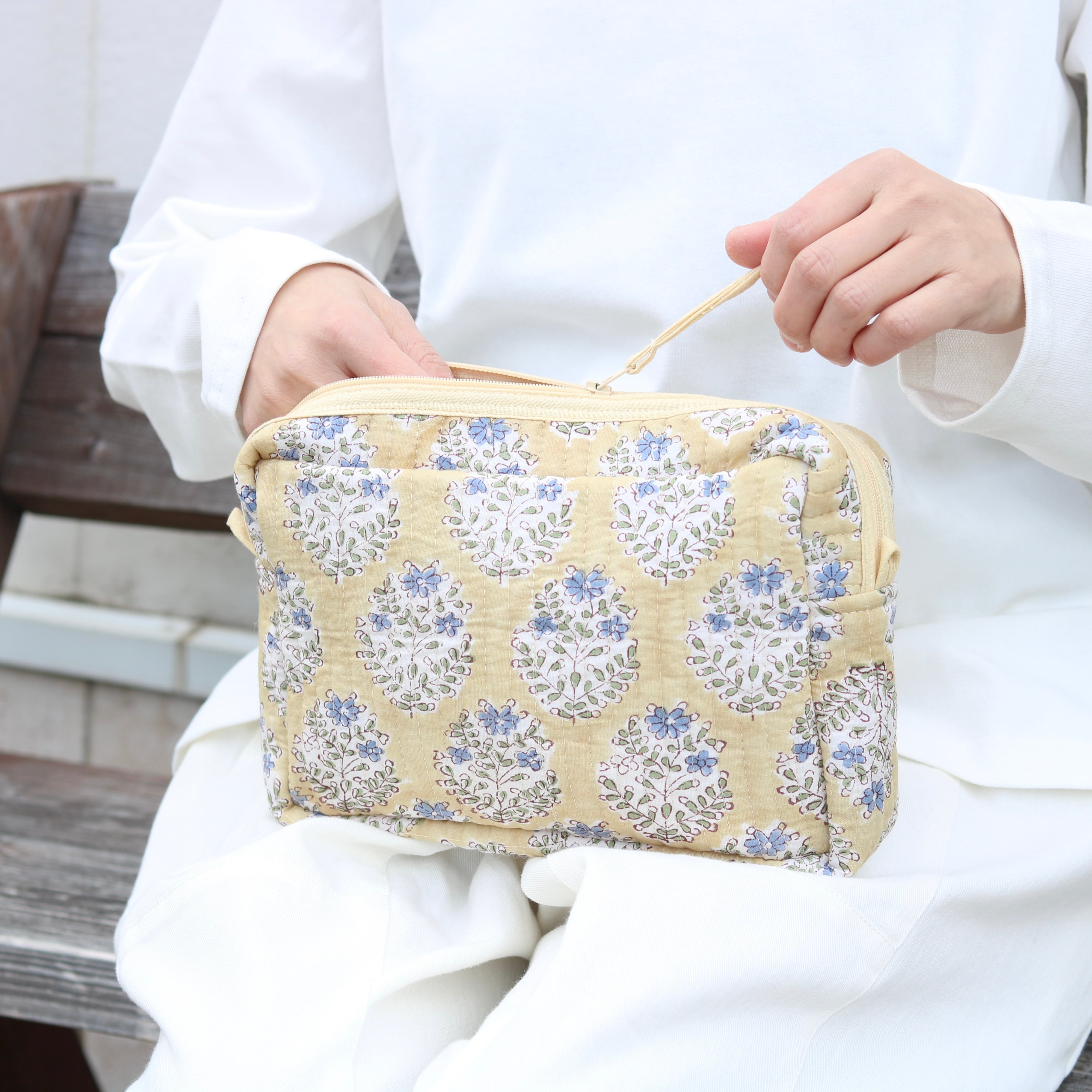 【heyco】カンタキルトポーチ　16個セット shesay ブロックプリント キルティングポーチ ポーチュラカ | Zakka so-la