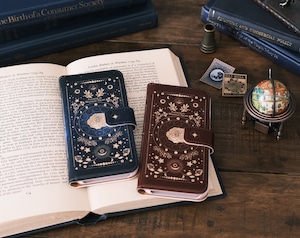 架空の洋書 "月夜の花" 12星座とアンティークフラワーの本 手帳型スマホケース iPhoneケース 全機種対応
