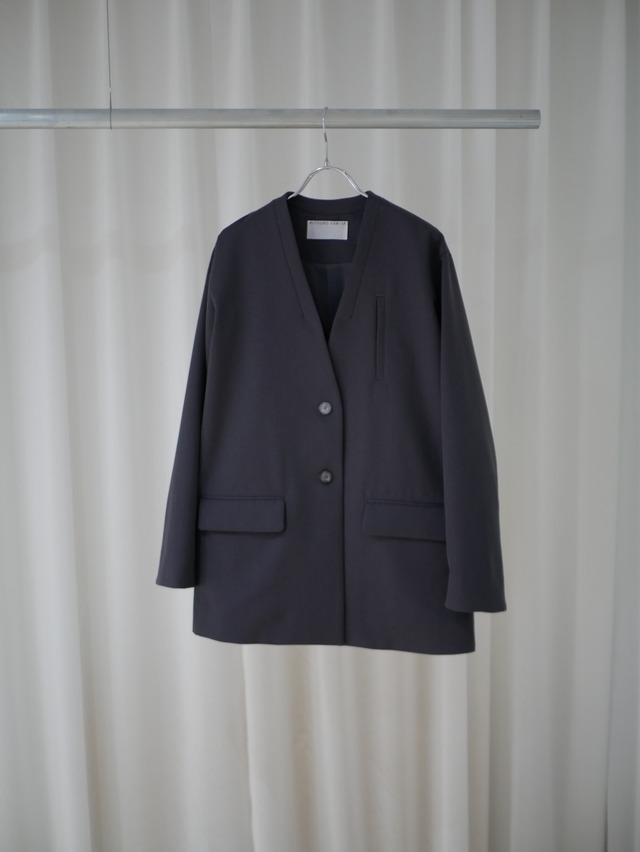 【受注 前金30%】RITSUKO KARITA Plain collarless jacket riginal wool