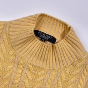 カシミヤ100% FUKAKI フカキ ケーブル編み ニット セーター M/イエロー レディース