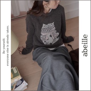 cat motif knit pullover 14188