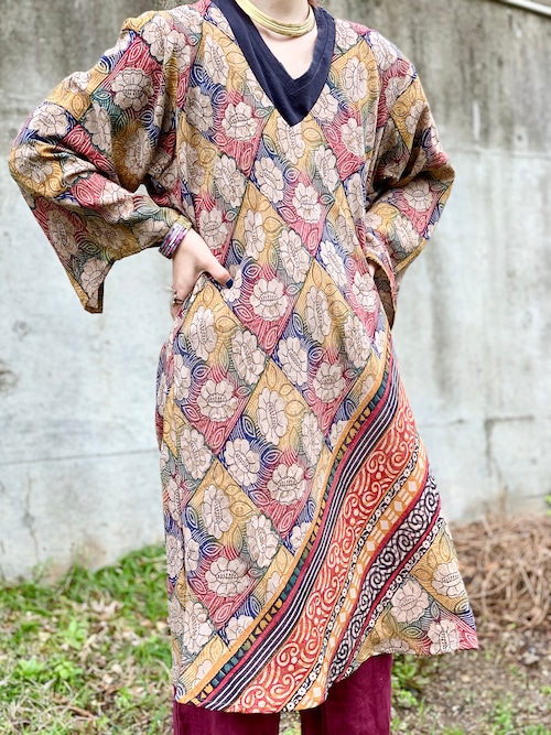 Indie Ella Boho Patterned Silk Dress