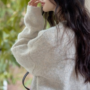 floral crew-neck oversized knit　J00375