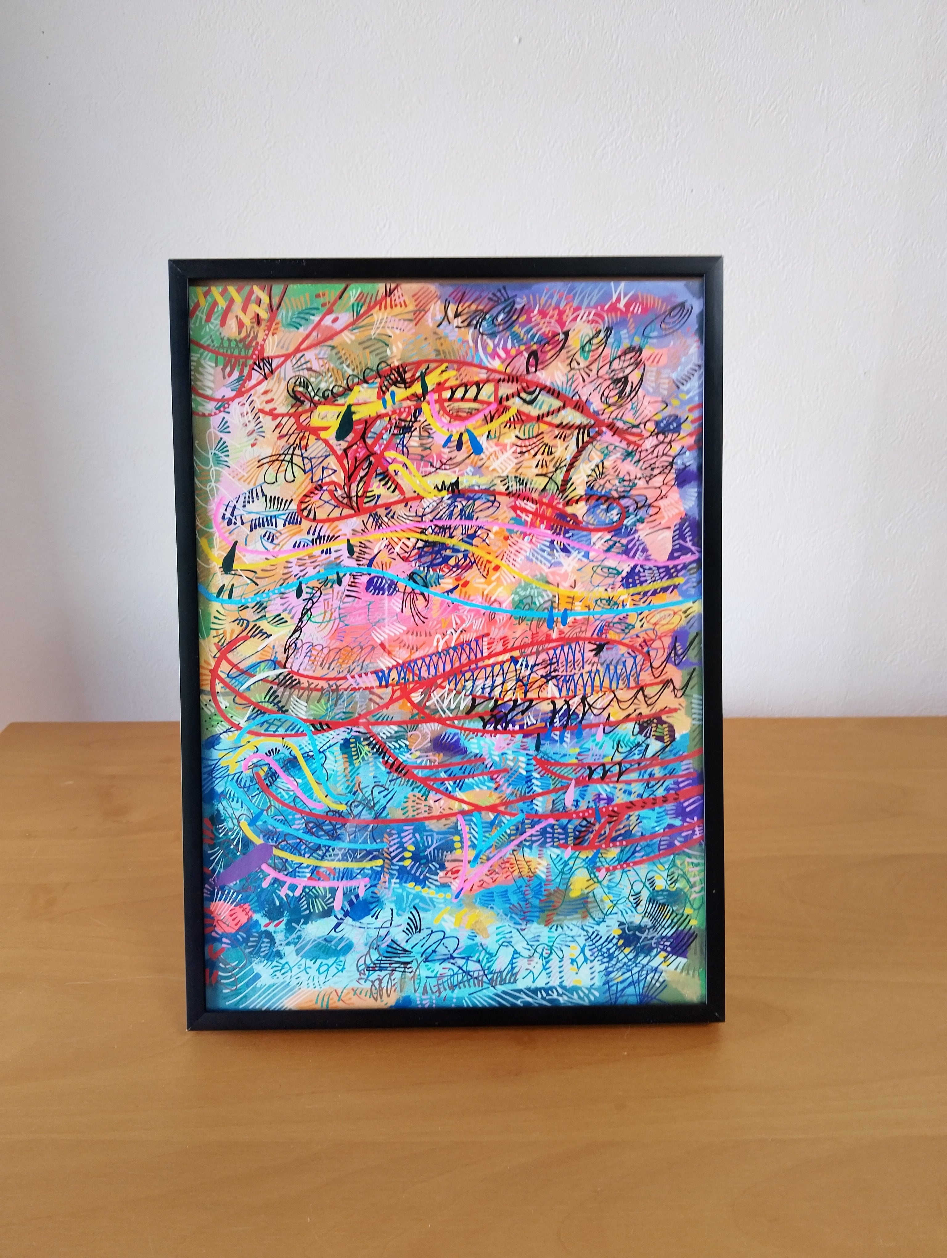A-46/24】抽象画 動物画 金魚アクリル画 原画 絵画 現代アート