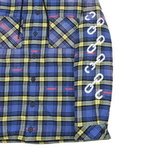 【OFF WHITE】CHAIN ARR CHECKFLAN HOO OVERSHIRT(BLUE/WHITE)