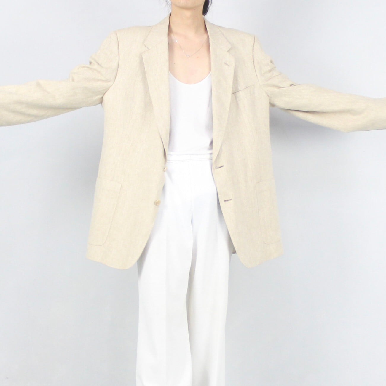 1980s Christian Dior リネン サマーテーラードジャケット 【OT-4924