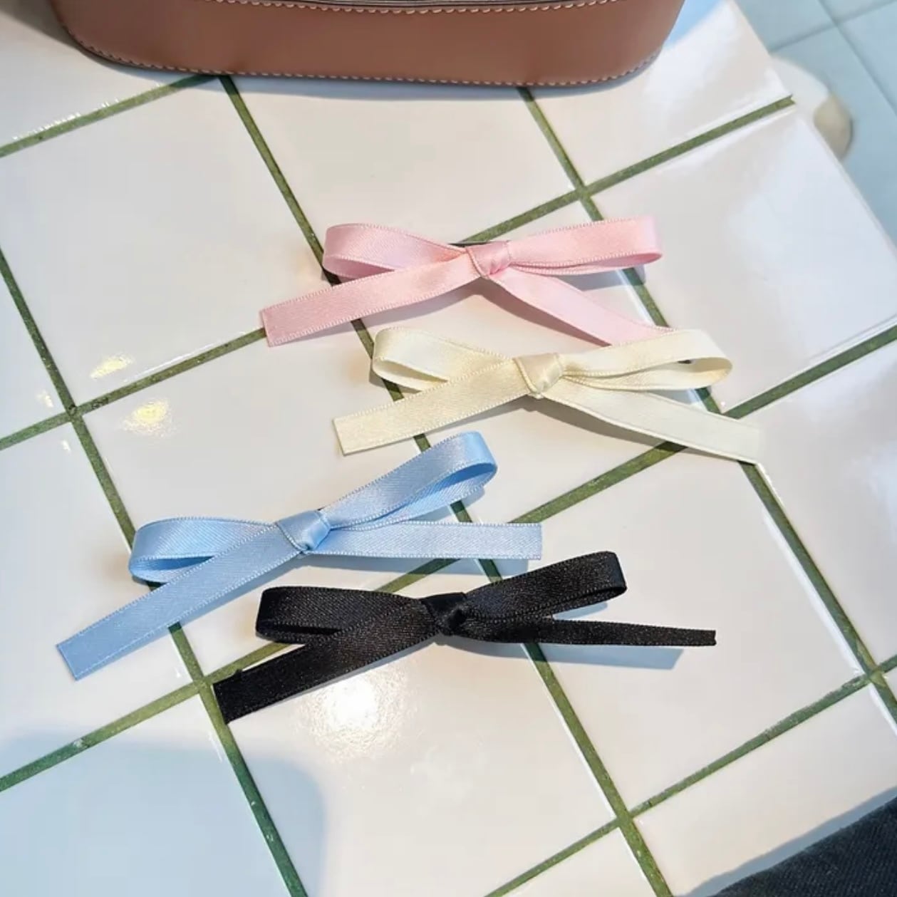 韓国人気】y2k ribbon mini barrette (short) 2pics set 4colors