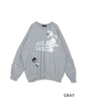デコラレースダメージスウェット (GRAY)　CQ-49019
