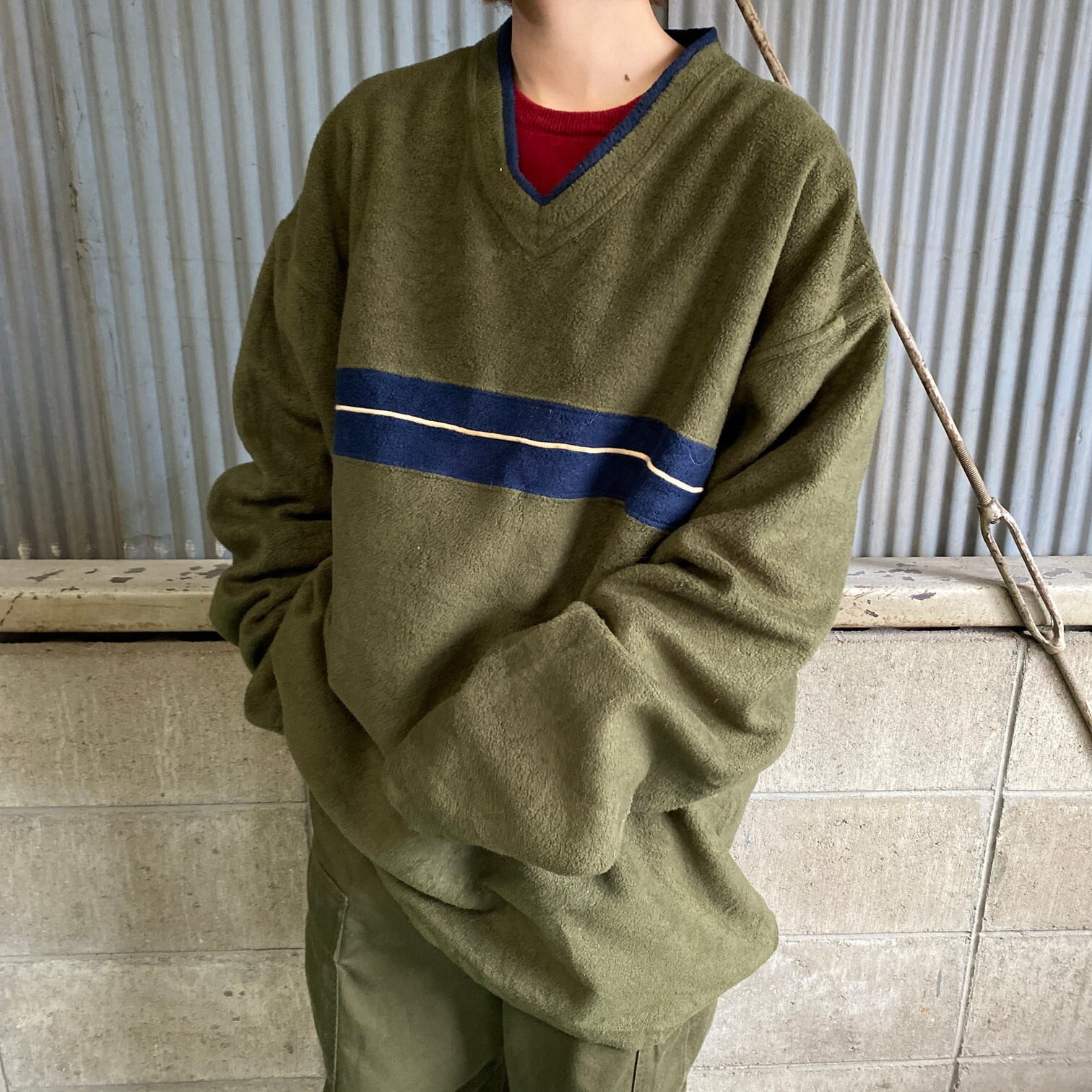 ビッグサイズ OLD GAP オールドギャップ フリーストップス メンズ2XL 古着 カーキグリーン 緑 Vネック  大きいサイズ【スウェット】【SW20】【AN20】 | cave 古着屋【公式】古着通販サイト