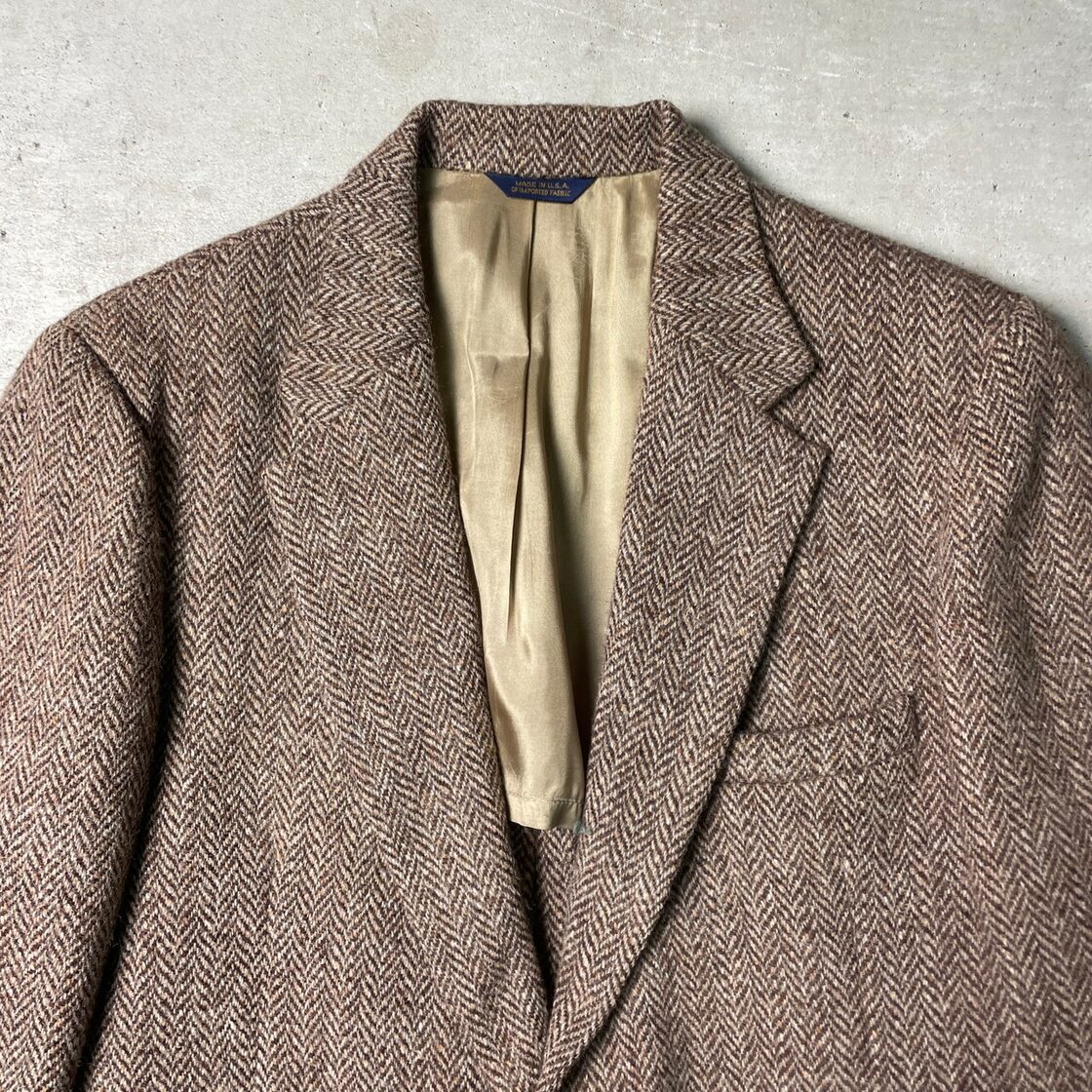 80年代 USA製 HARRIS TWEED ハリスツイード ウールテーラード 