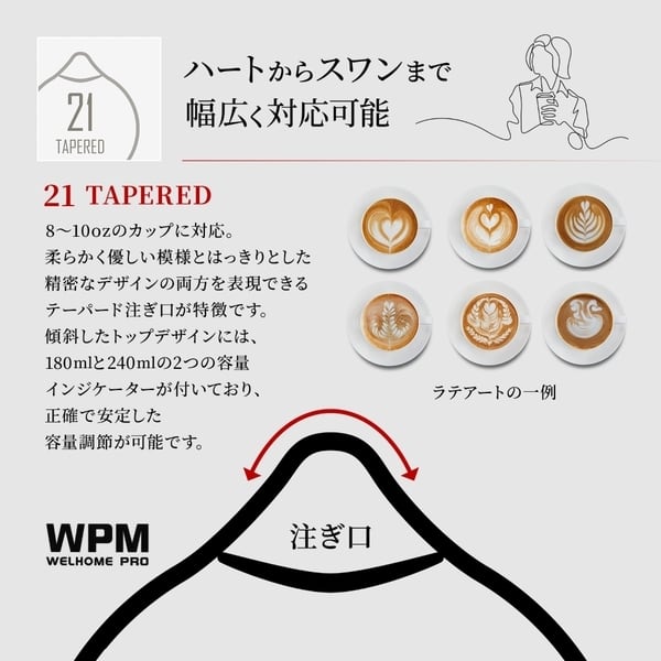 WPM ミルクピッチャー 500mL テーパードスパウト ( 21 TAPERED