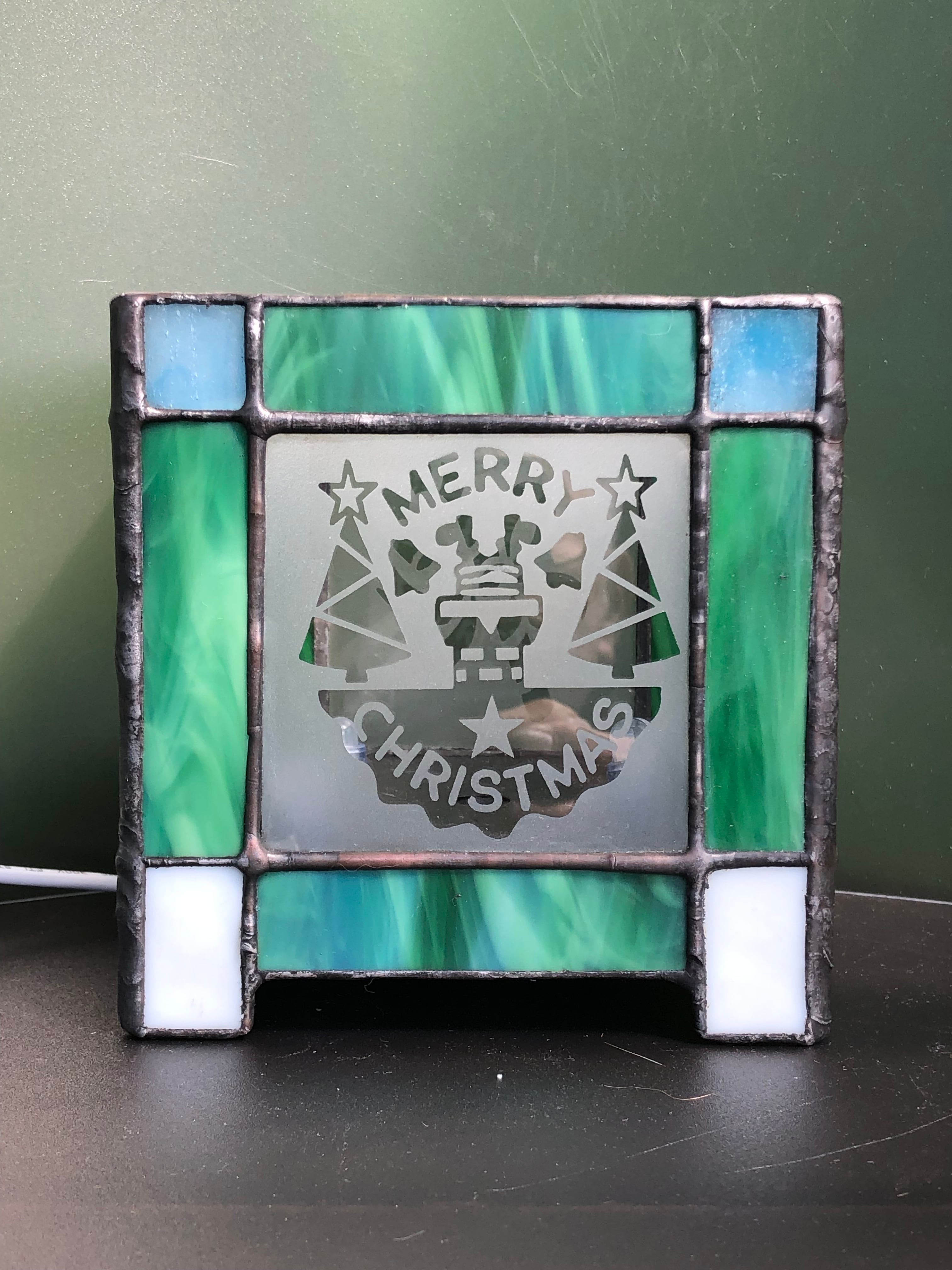 ステンドグラス　クリスマス③ クリスマス3 ステンドグラス イルミネーションライト キューブ