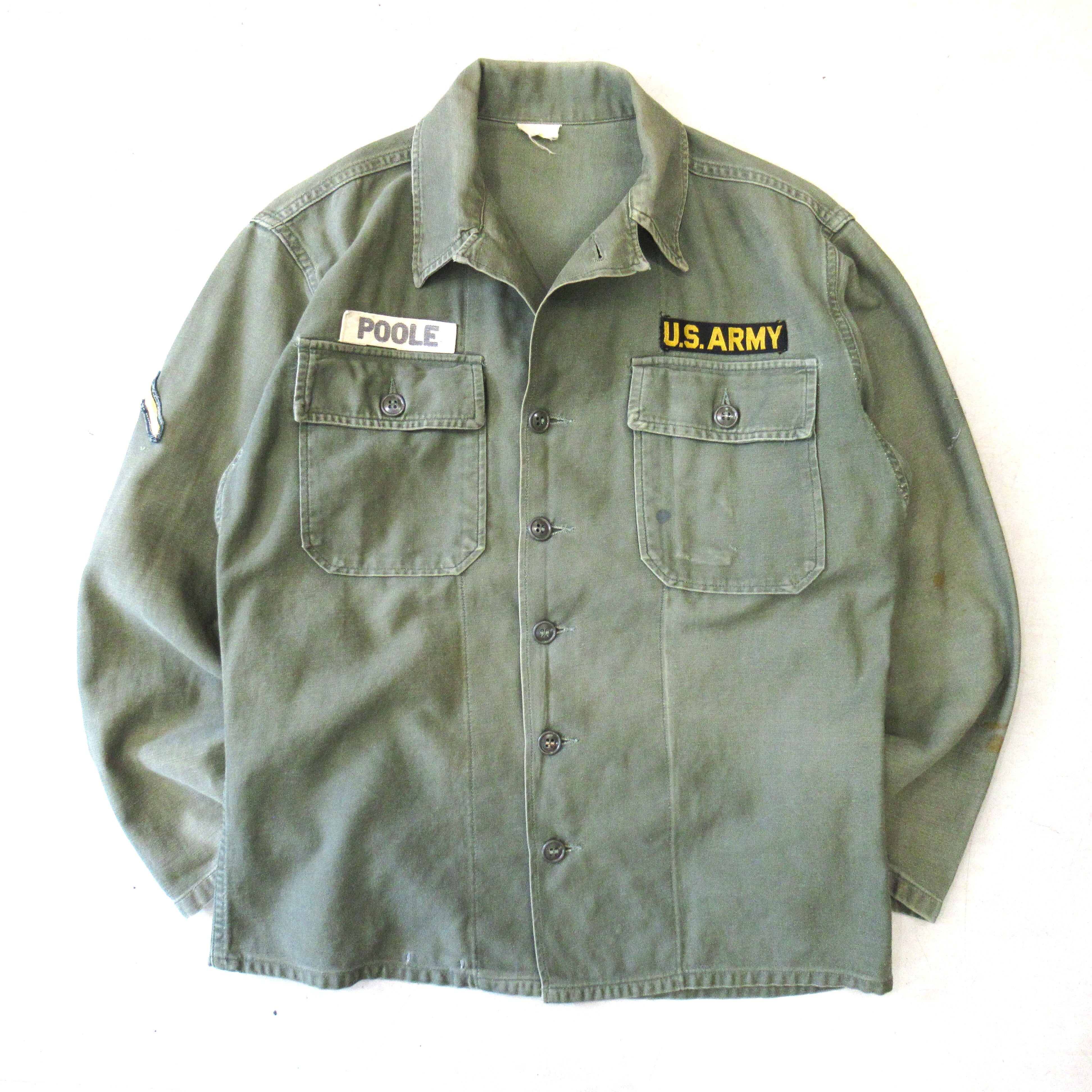 60S U.S.ARMY Good Custom OG-107 Utility Shirt【15 1/2×33】 | drop by