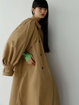 2way balloon sleeve long trench coat