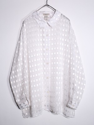 square jacquard white sheer shirt