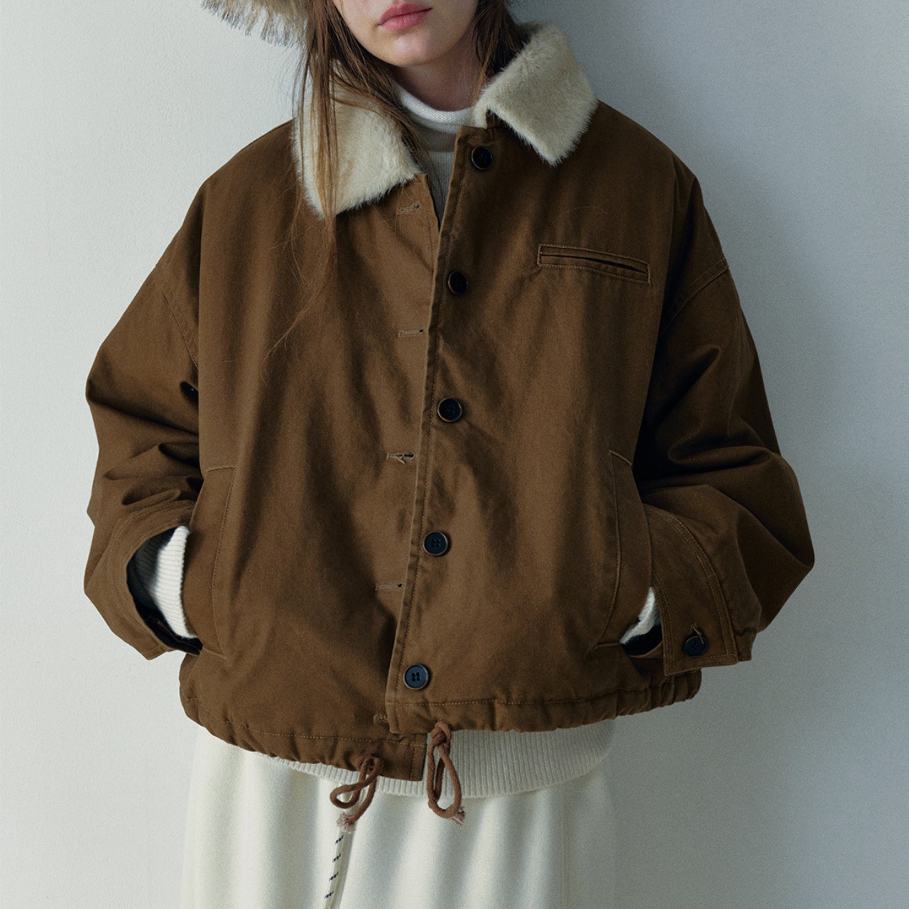 Teddy Collar Short Jacket T3946