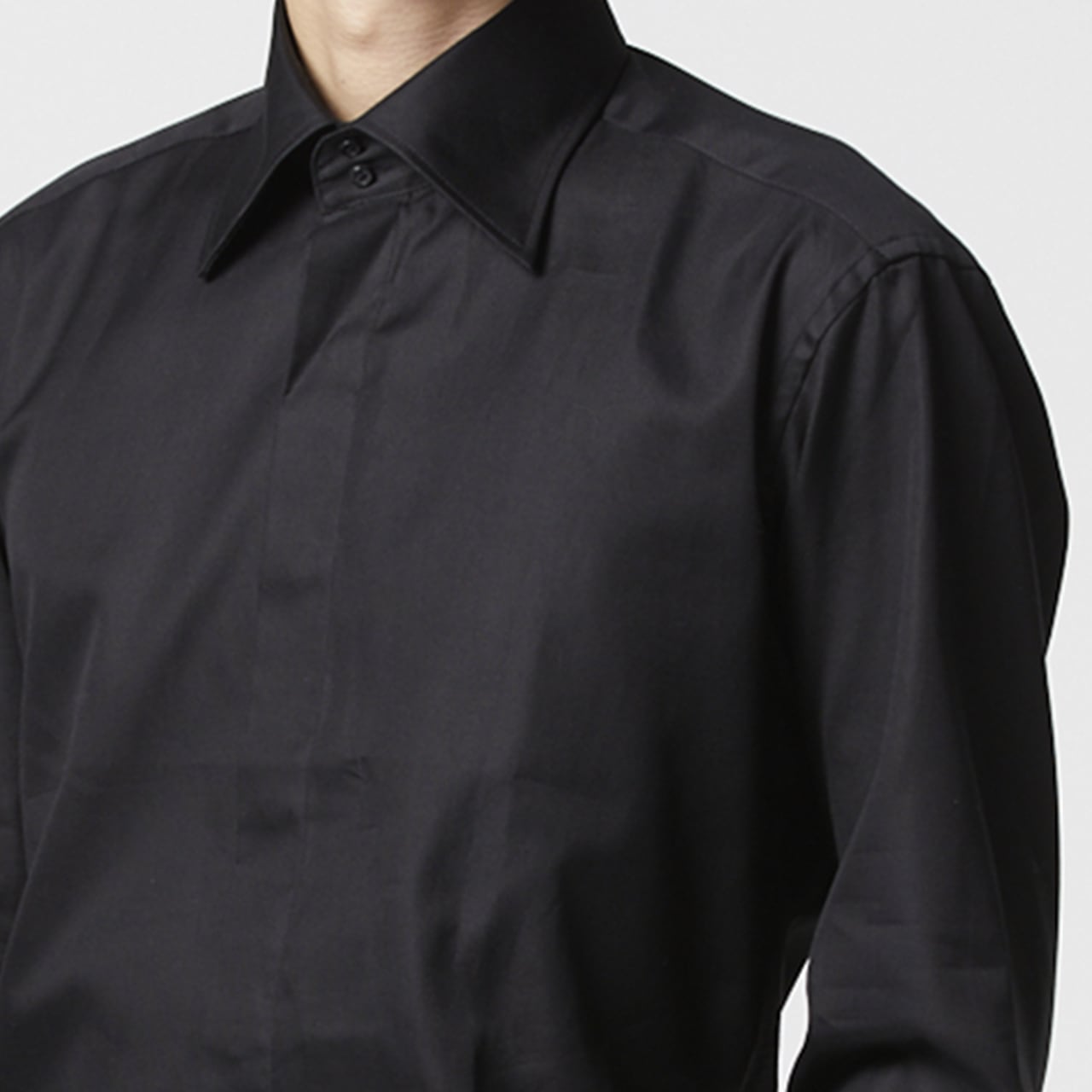 美品 日本製 TEATORA 3 比翼ボタンドレスシャツ ブラック モード MEN シャツ ドレスシャツ フォーマル 比翼 黒 106 | mira ミラ
