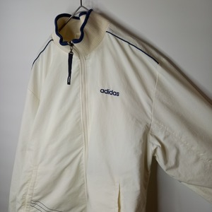 00s　アディダス　フルジップ　ナイロンジャケット　ブルゾン　刺繍ロゴ　白