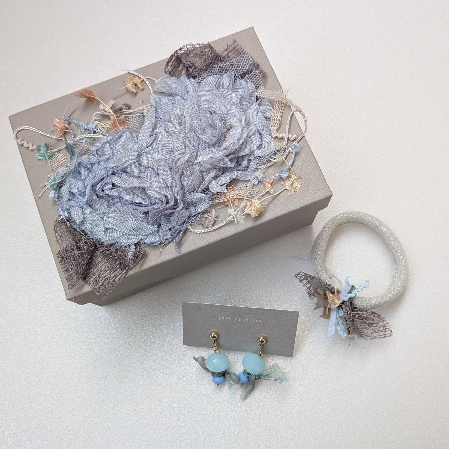 idee de tissu 色を楽しむアクセサリーボックス Blue