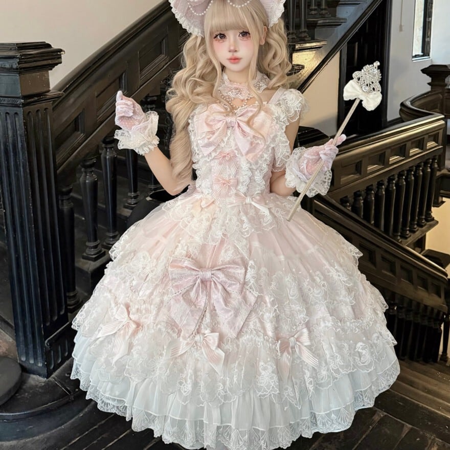 甘ロリ｜ふんわり重なるフリルと大きな結びが主役のバックリボン