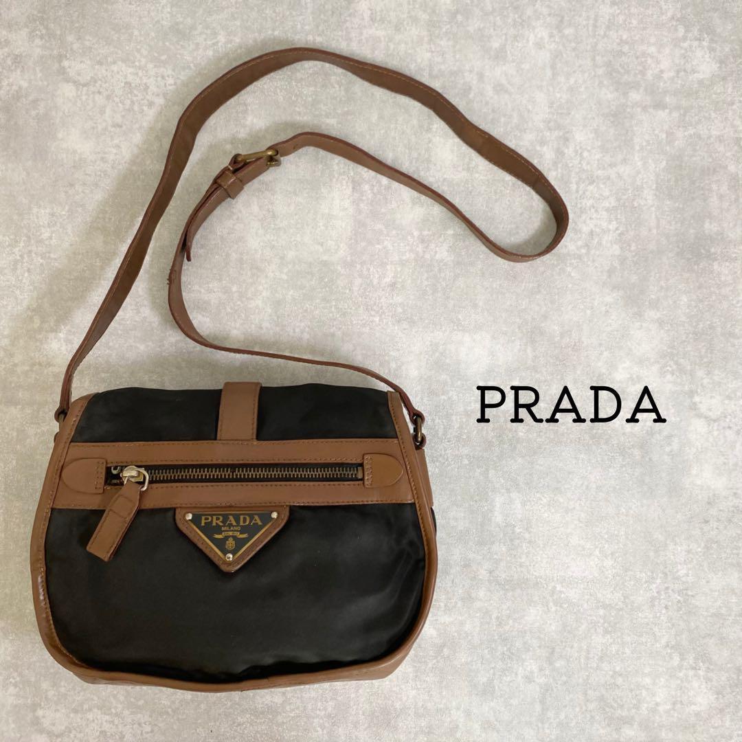 希少 PRADA レザー ショルダーバッグ ブラウン