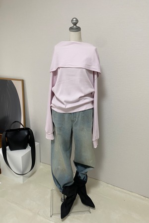 Oversized Off-Shoulder Hood Tops (Pink) 2603-14-013