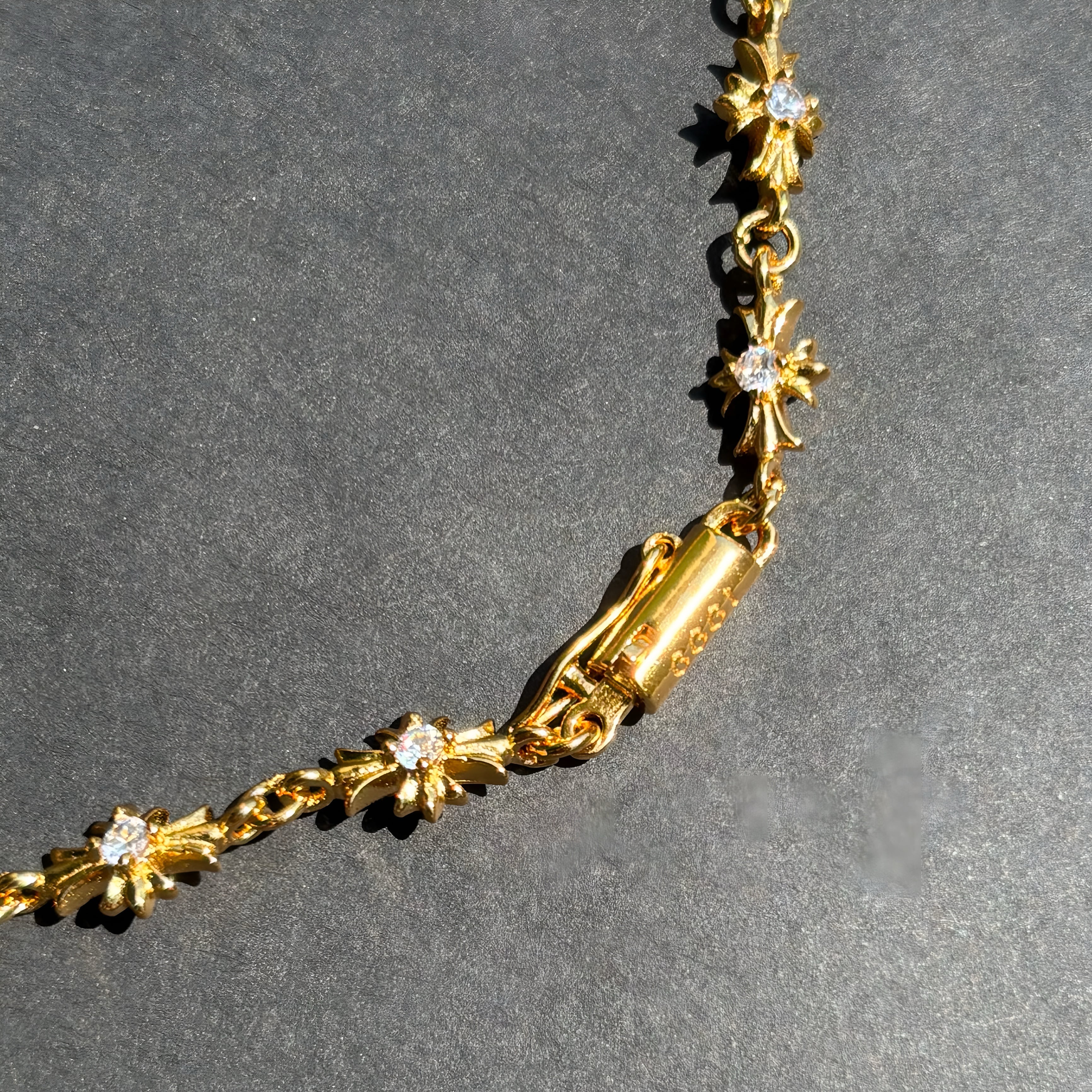 クロスネックレス 22kコーティング 925刻印 ゴールド ペーパーチェーン