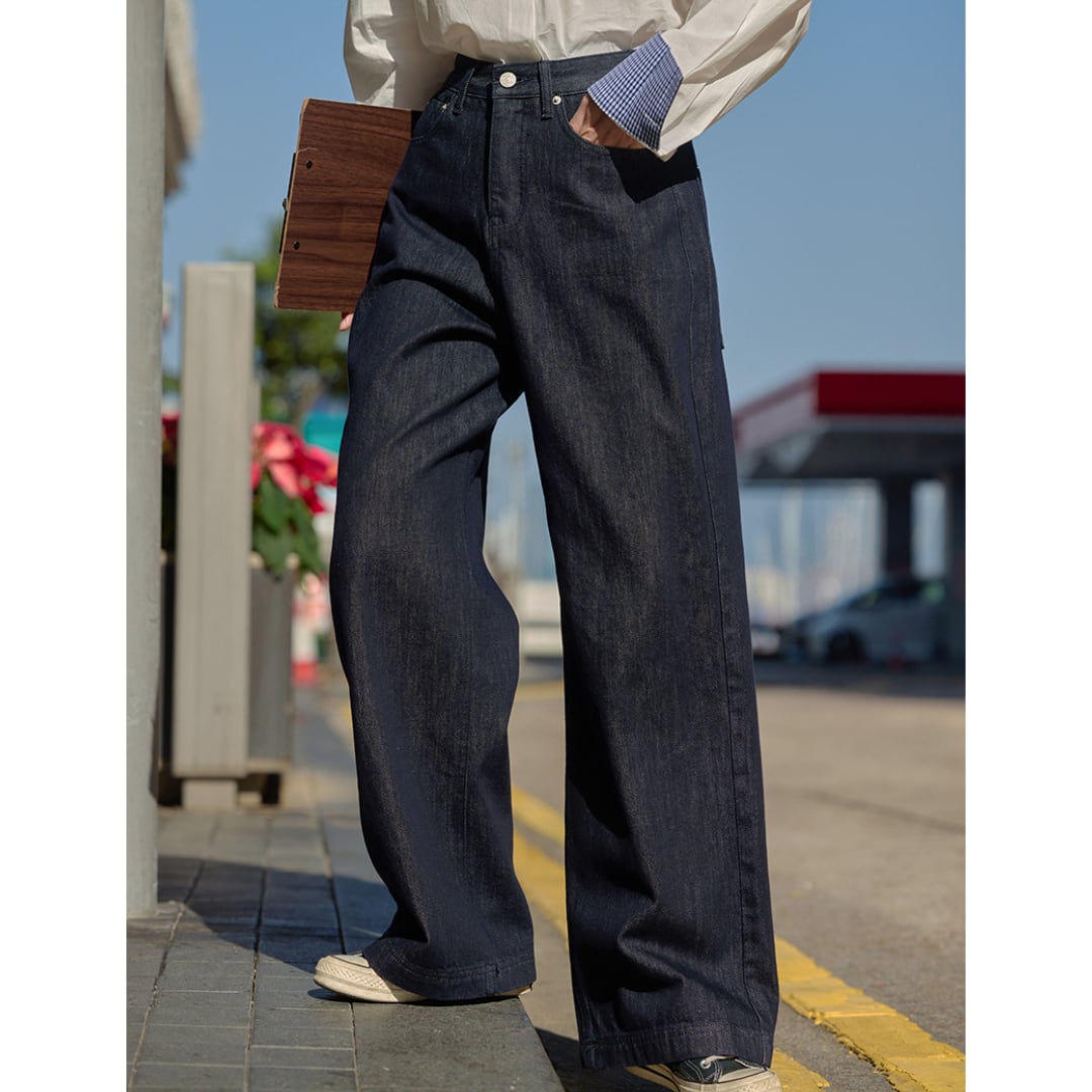 high waist wide straight denim