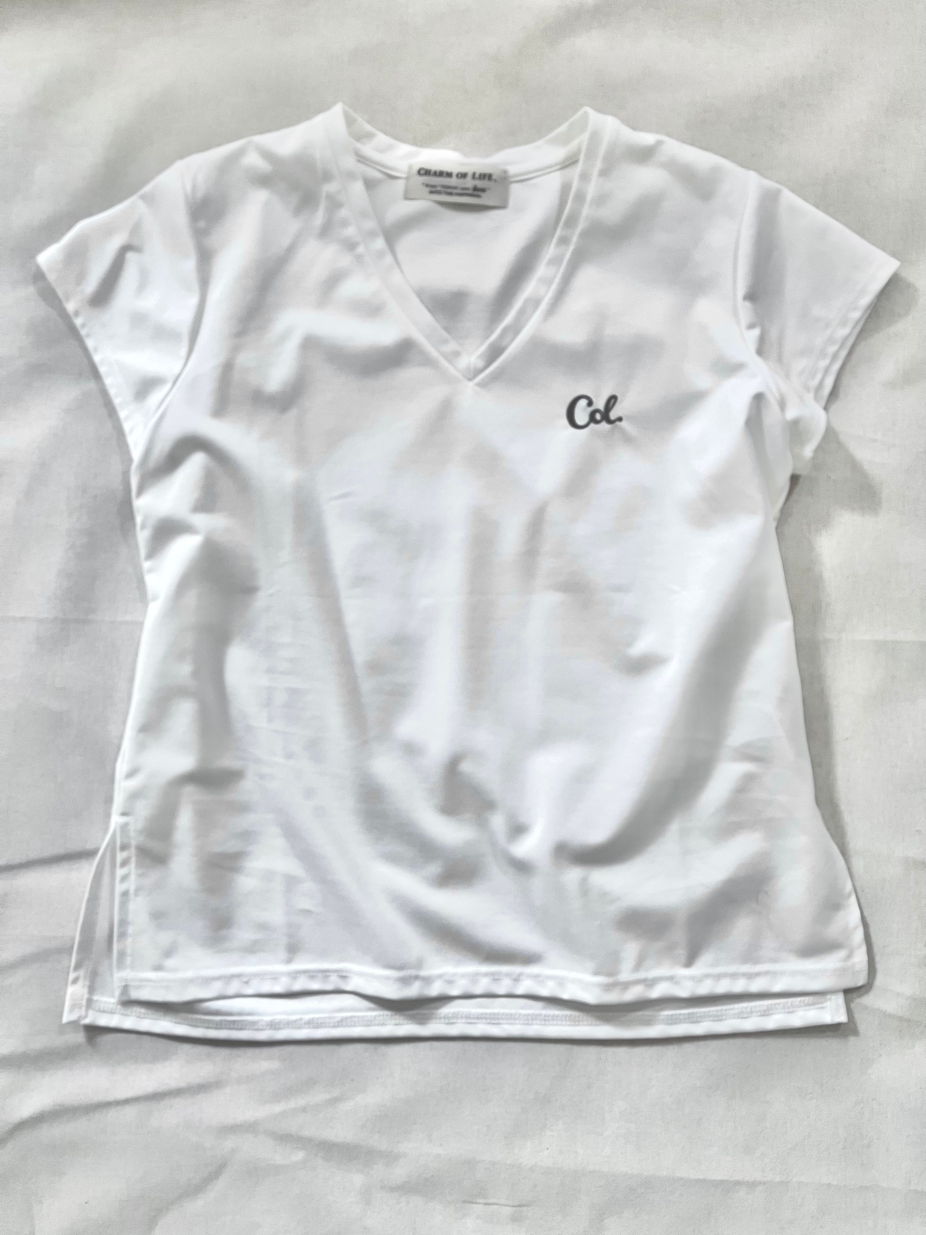 Vネック刺繍フレンチTee