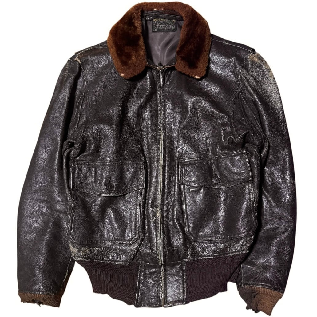 【レア物】80s type G-１米軍実物 (44) ダークブラウン 80s 米軍 ヴィンテージ US NAVY USN G-1 Jacket MIL-J-7823E(AS