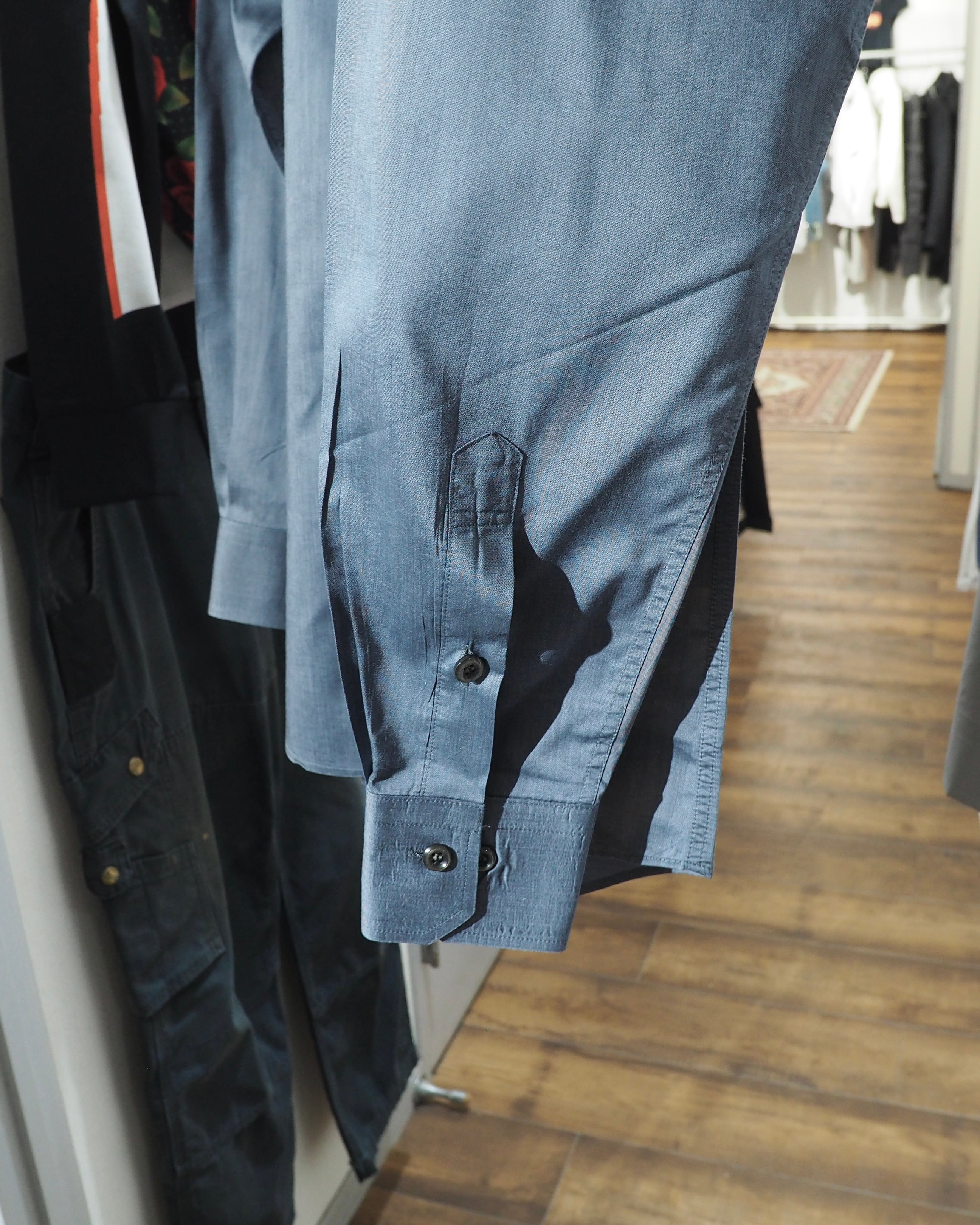 1980s " JUN MEN " Beautiful Glossy Dark gray Color vintage loose Dress shirt