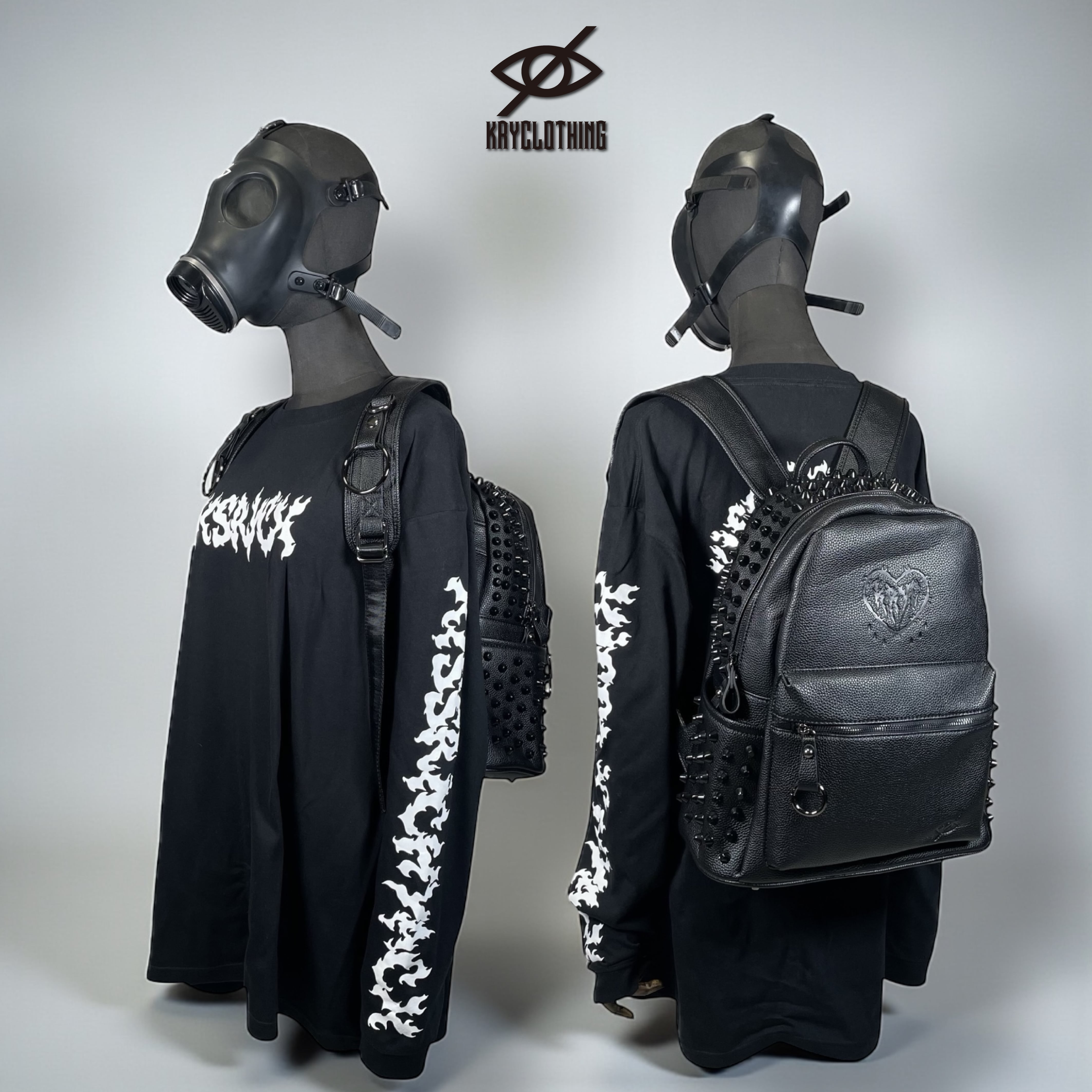 KRY BACKPACK リュック ブラック シルバー スタッズ ✝︎ CROSS HARNESS」 | KRY clothing