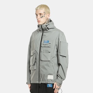 SALE 送料無料【HIPANDA ハイパンダ】メンズ ブルゾン MEN'S REFLECTIVE MATERIAL HOODED BLOUSON / GRAY