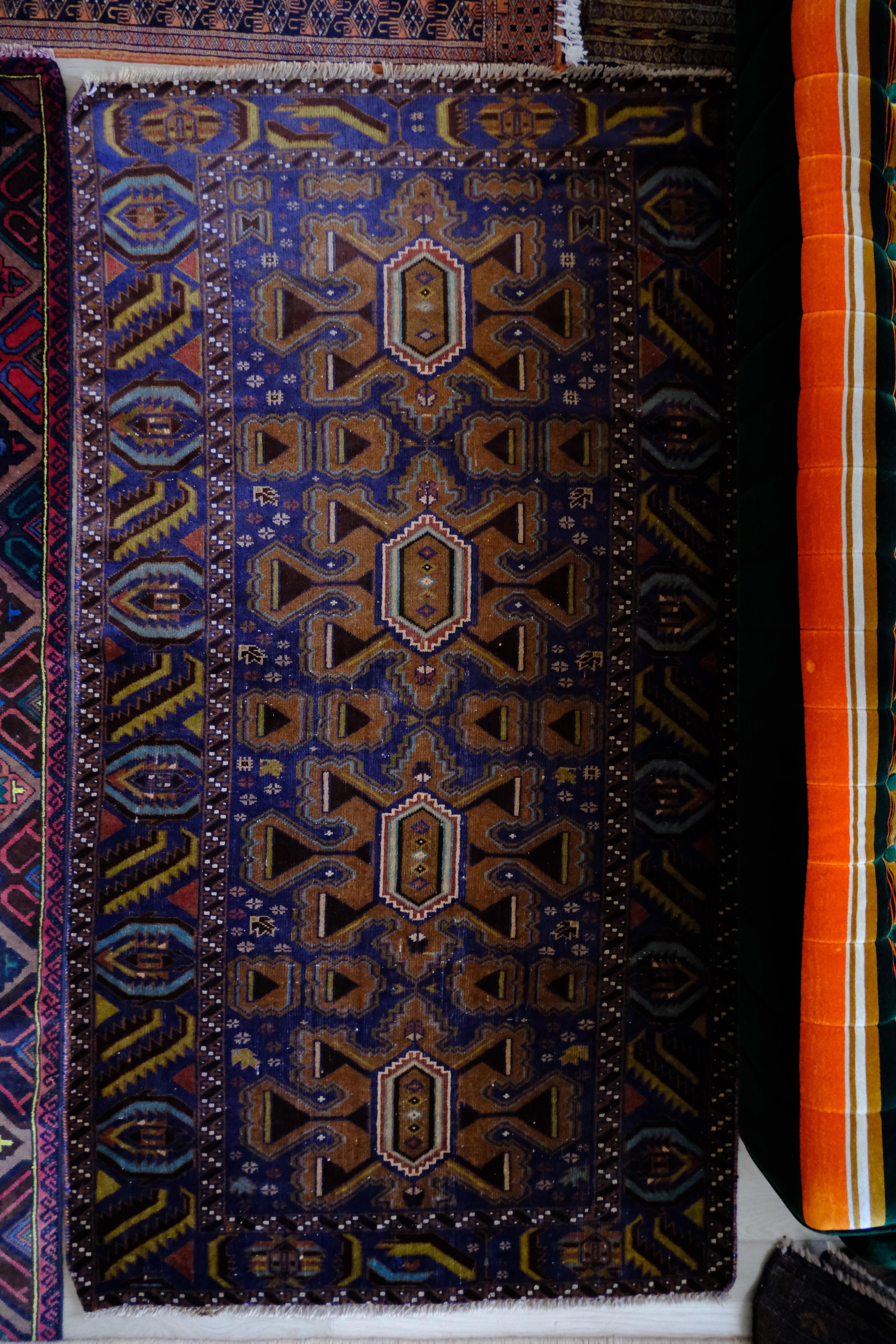 「バルーチ族　ヴィンテージラグ」希少なブルーグリーン(145✖︎90cm)青　緑 バルーチ族 ヴィンテージラグ」希少なブルーグリーン(145✖︎90