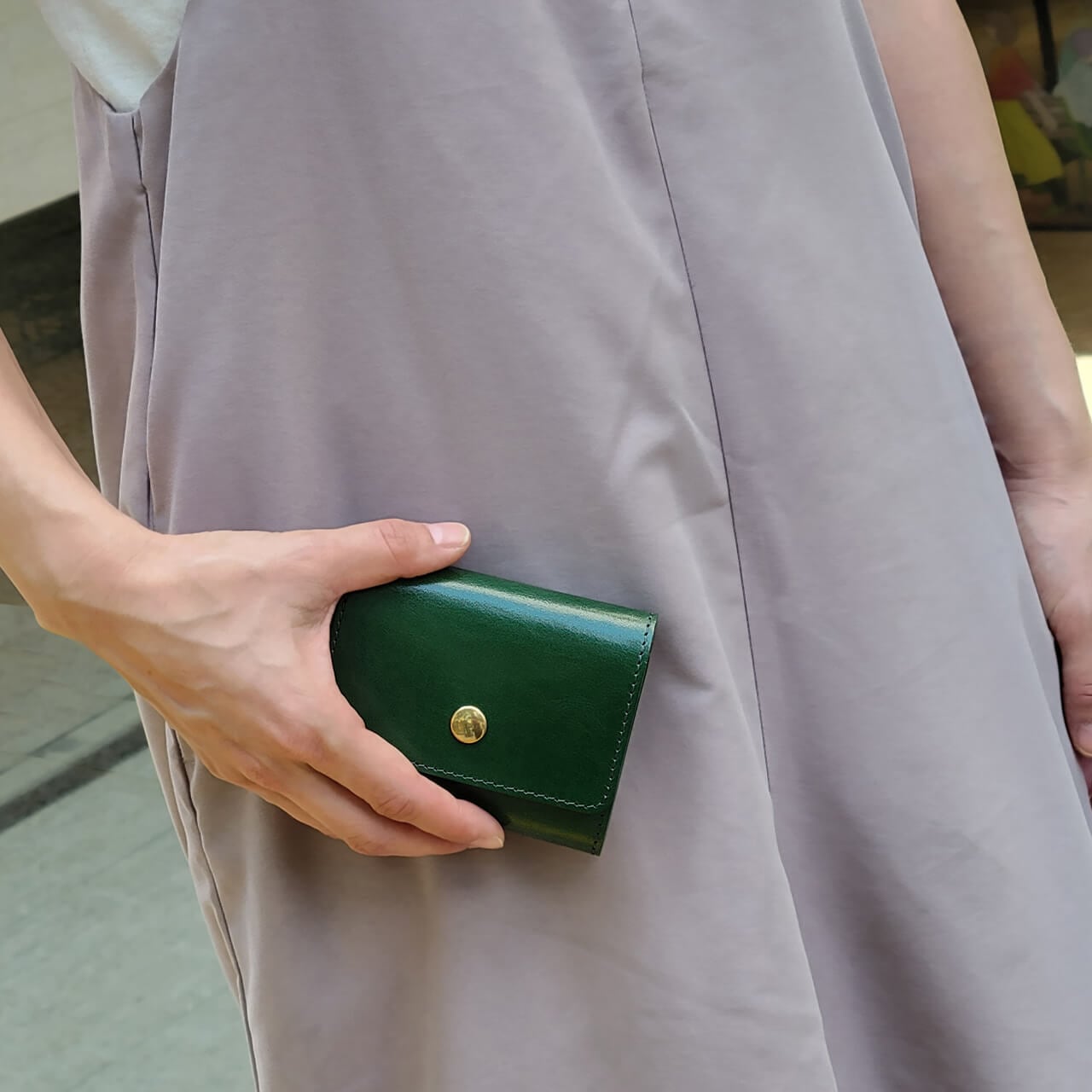 左利き用ボタンミニ財布　各色【受注製作】